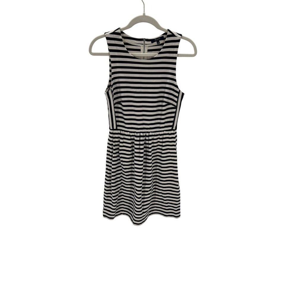 Madewell Womens Black White Striped Sleeveless Dress Size S Afternoon Fit Flare - Picture 1 of 8